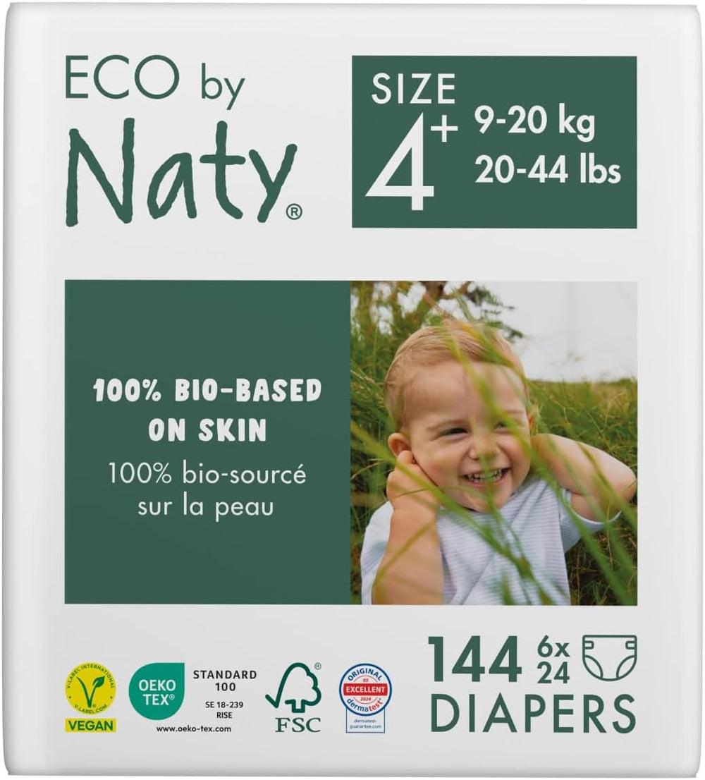 Scutece ecologice Eco by Naty Baby Eco Diapers - scutece organice premium, ecologice, fabricate din materiale pe bază de plante, ideale pentru pielea sensibilă a bebelușilor (mărimea 5 - 80 de bucăți)