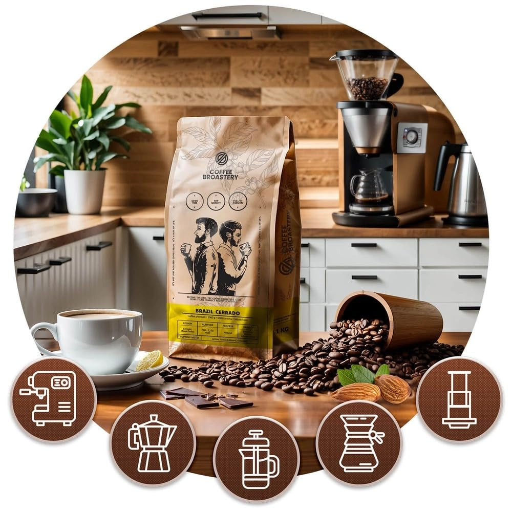Set boabe de cafea 2x1kg 2000g | Brazilia Guaxupe | Brazilia Cerrado | Brazilia | Cafea specială | Proaspăt prăjită