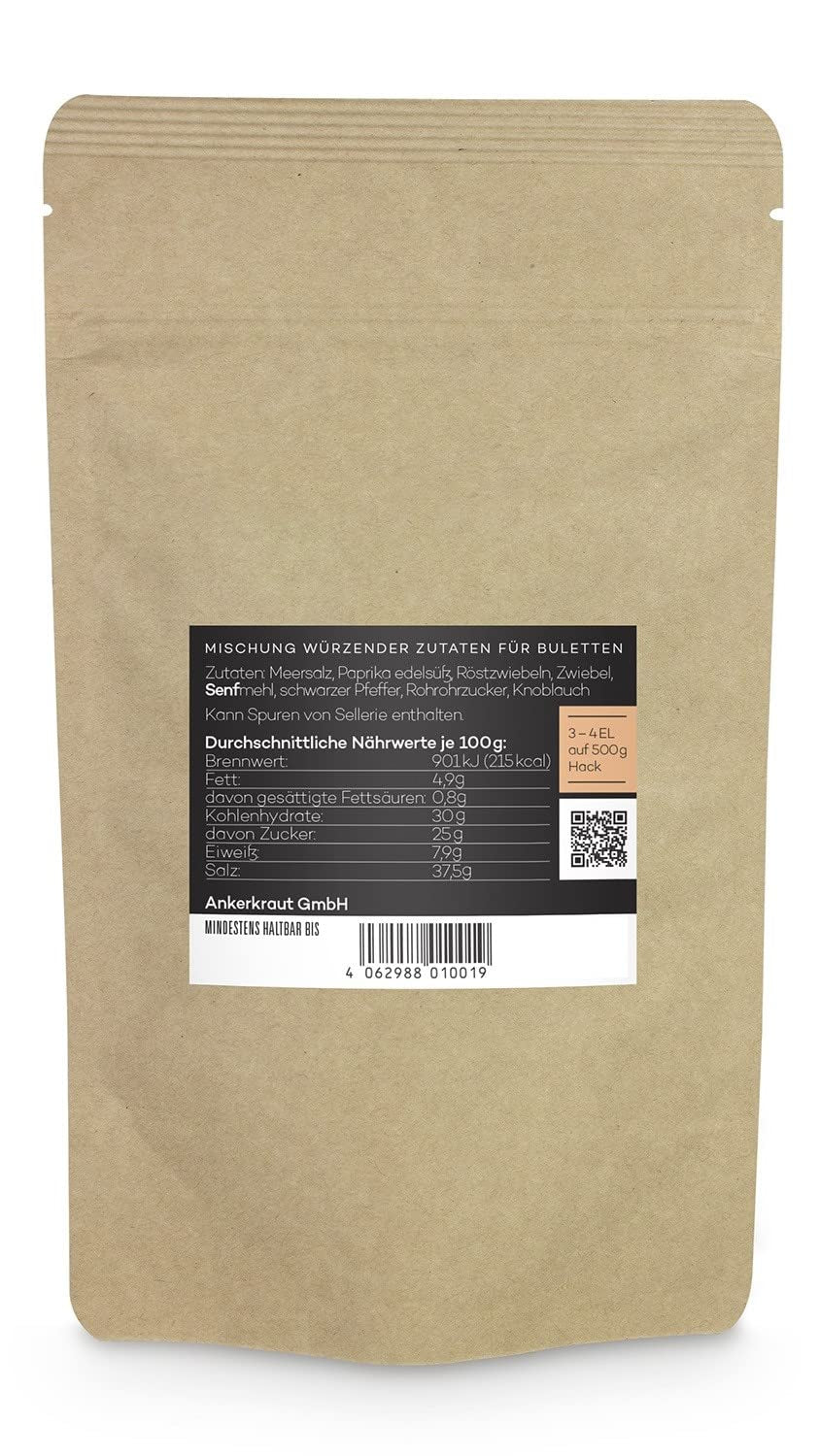 Ankerkraut Buletten & Fleischpflanzerl, Gewürzmischung für Buletten und Frikadellen, 250g im aromadichten Beutel