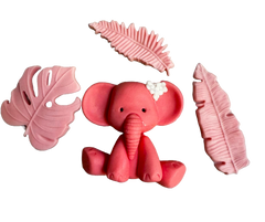 Set 4 decoratiuni comestibile din zahar, Botez, elefant, fetite Decoratiuni din Pasta de Zahar Naty Shop