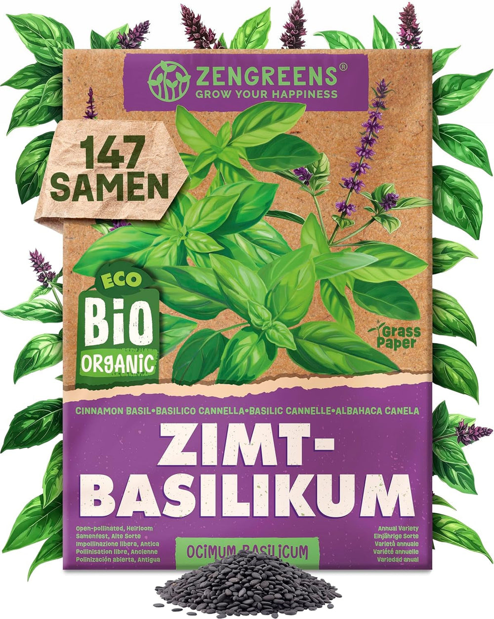 Semințe de busuioc organice într-un set de 6 - 6 semințe de busuioc pentru cultivare ușoară în grădină, balcon sau strat înălțat - semințe de plante - răsaduri