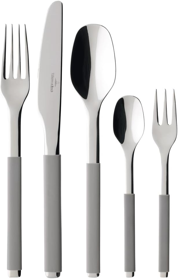 Villeroy und Boch - S+ Taupe Hochwertiges Besteckset aus Edelstahl mit Silikongriff Naty Shop Grau 24 Besteck