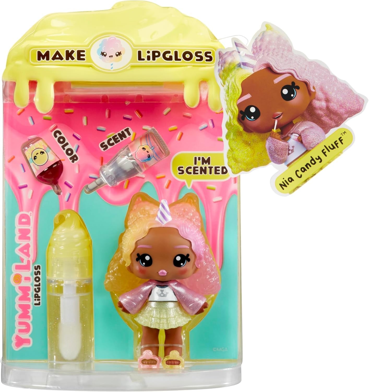 Yummiland Lip Gloss Doll - Roxie Crystal Candy - Inklusive DIY Lipgloss-Set, Geeignet für Kinder ab 4 Jahren, Rosa, Series 2