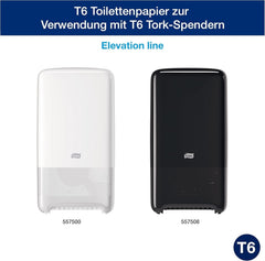 Tork 127530 Hârtie igienică Midi moale de calitate avansată pentru dispenserul de hârtie igienică Tork T6 cu rolă dublă / hârtie igienică cu 2 straturi moale și rezistentă la rupere, pachet de 27 (27 X 100 metri)