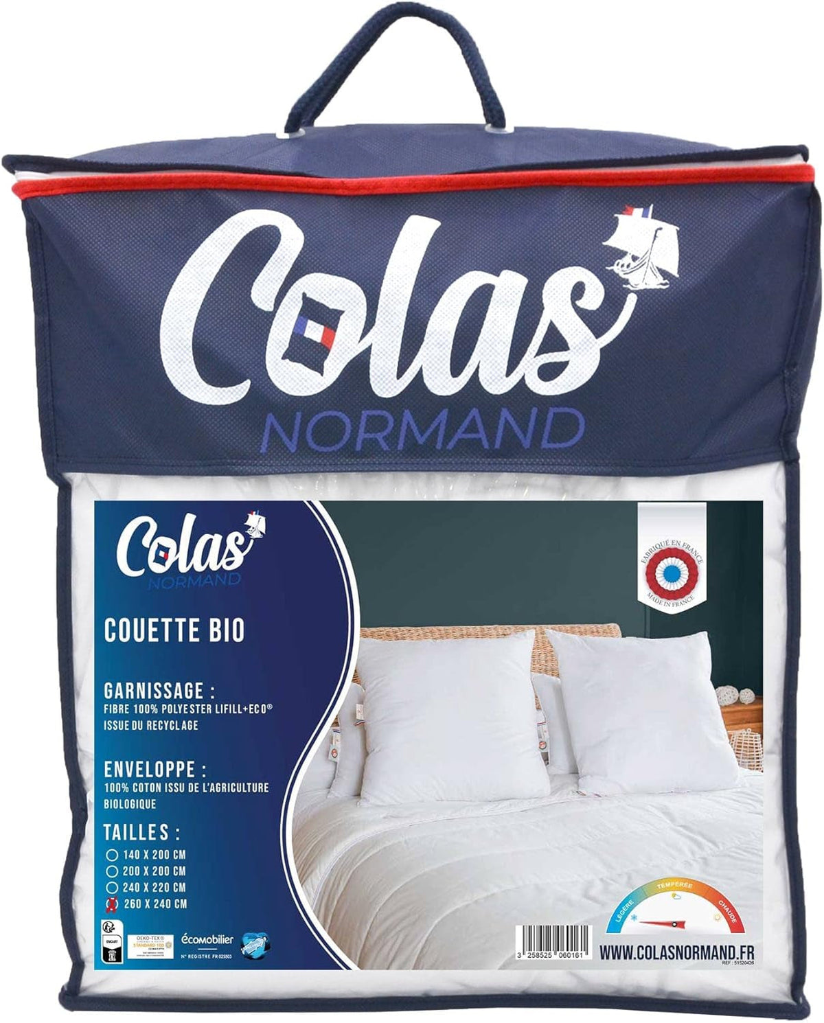 Plapumă COLAS NORMAND 260 X 240 cm, bumbac organic și umplutură reciclată, ușoară, moale, lavabilă la mașină la 40 °C Plapumi si pilote Naty Shop Titlu implicit