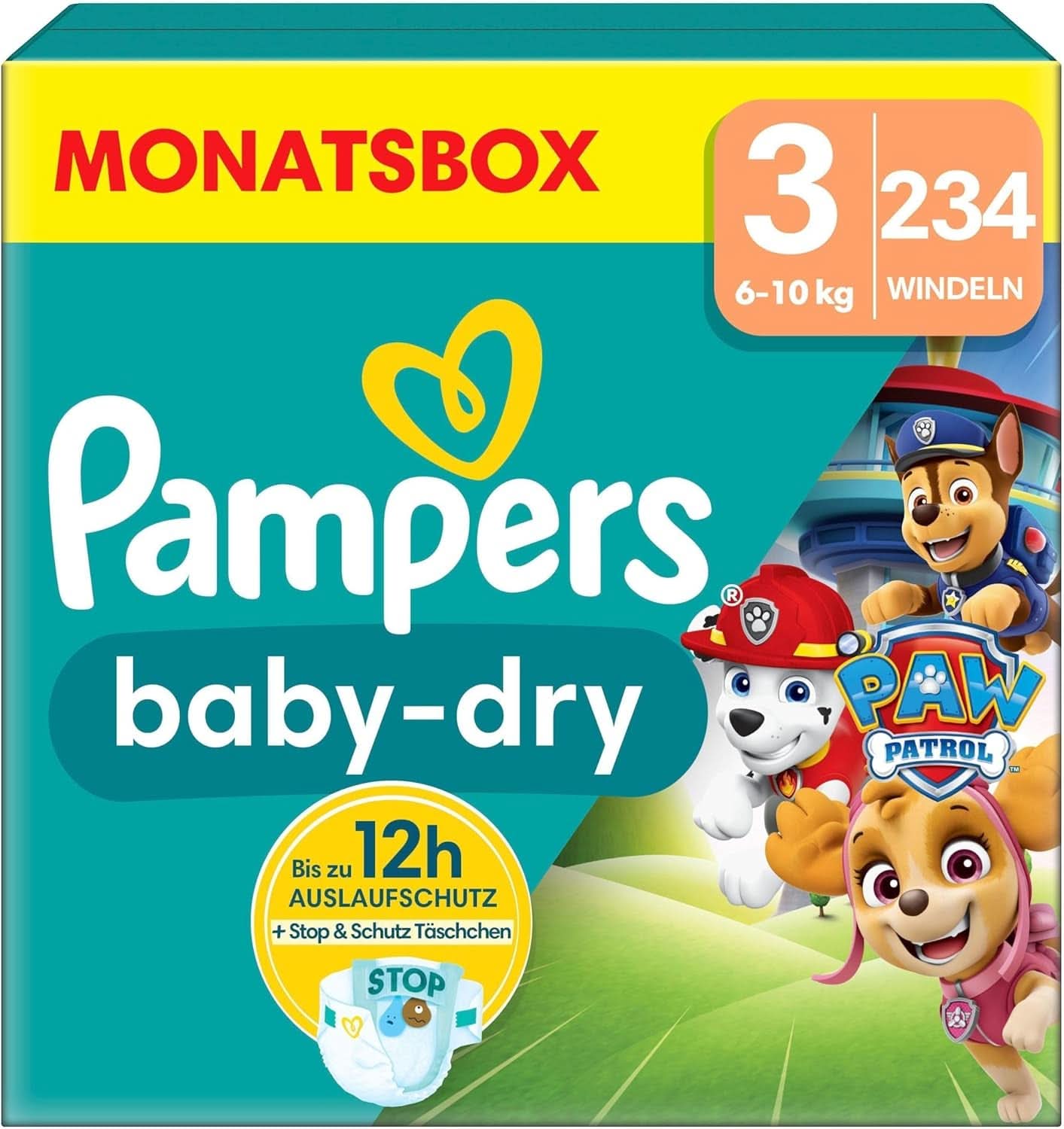 Pampers Paw Patrol (Baby-Dry), scutece mărimea 6 (13Kg-18Kg), ediție limitată, 164 de scutece, protecție completă împotriva scurgerilor până la 12H Mama si Copilul Naty Shop 3 (234 buc)