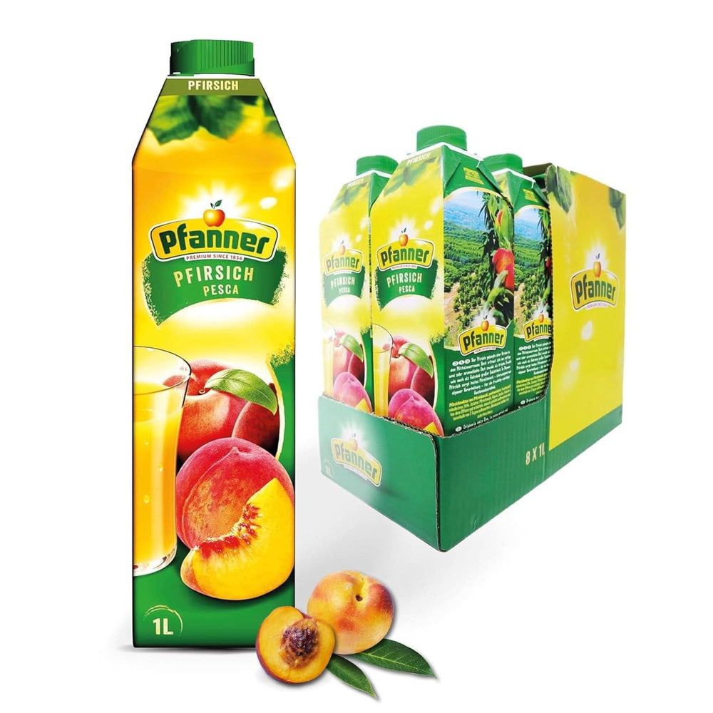 Pfanner Erdbeer-Fruchtnektar (8 x 1 Liter) – 30 % Fruchtanteil – Erdbeergetränk Naty Shop Pfirsich