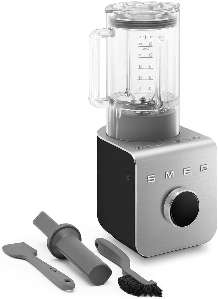 SMEG, Hochleistungsmixer BLC01BLMEU, 5 voreingestellte Programme, 9 manuelle Geschwindigkeiten, Pause & Pulse-Funktion, Kunststoffgehäuse, Rutschfeste Basis, 1400 W, Schwarz Kitchen Naty Shop