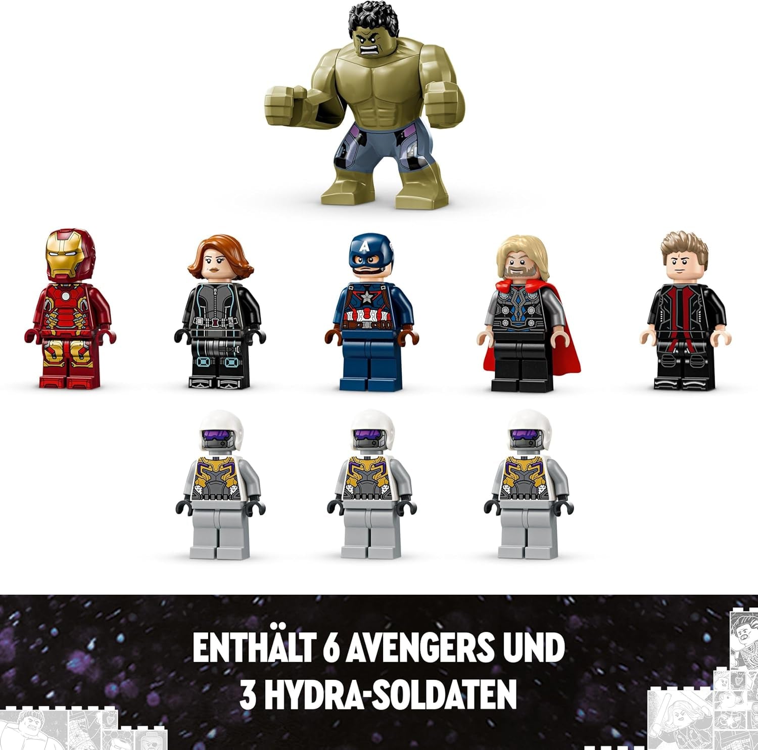LEGO Marvel Avengers Assemble: Age of Ultron, Bau- und Spielset mit 8 Minifiguren von Superhelden wie Thor, Hulk und Iron Man, Bauspielzeug für Jungen und Mädchen, Abenteuerset 76291 Bausets Besuchen Sie den LEGO-Store