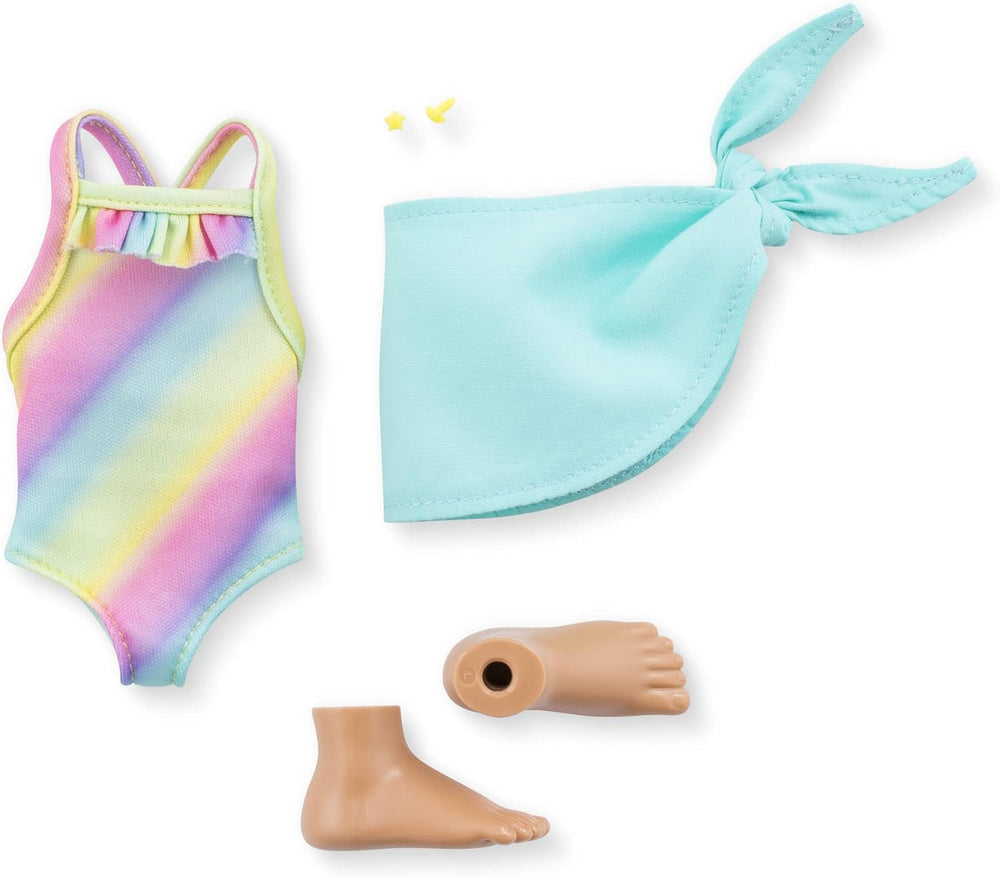 Corolle Girls Luna Beach Set, Ankleidepuppe im süßen Beach Outfit und 5 Teile, Vanilleduft, 28cm, ab 4 Jahre