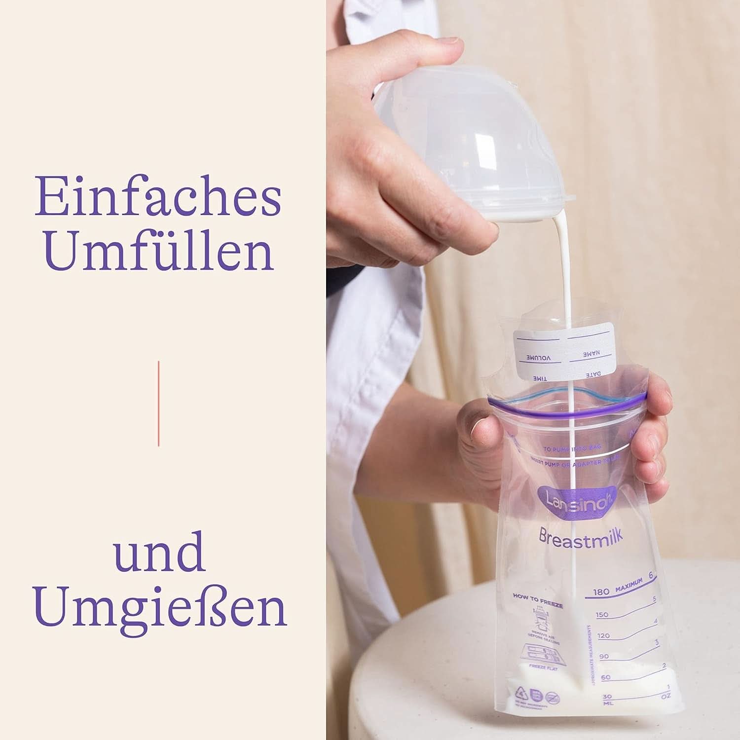 Lansinoh Muttermilchbeutel - 25 Stück - Zum Sicheren Aufbewahren Und Einfrieren Von Muttermilch - Hygienisch & Platzsparend Zubehör Lebensmittel und Stillen Bebe Naty Shop