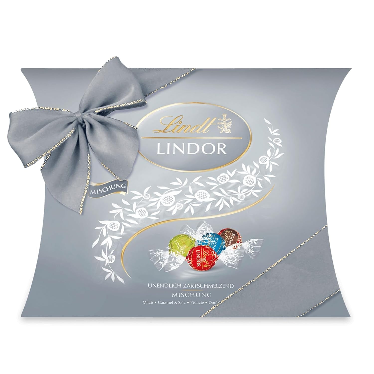 Lindt Chocolate LINDOR Mixture Silver, 26 sfere din ciocolata cu umpluturi diverse, 325 grame Bomboane de Ciocolata Naty Shop Amestec argintiu (325 grame)