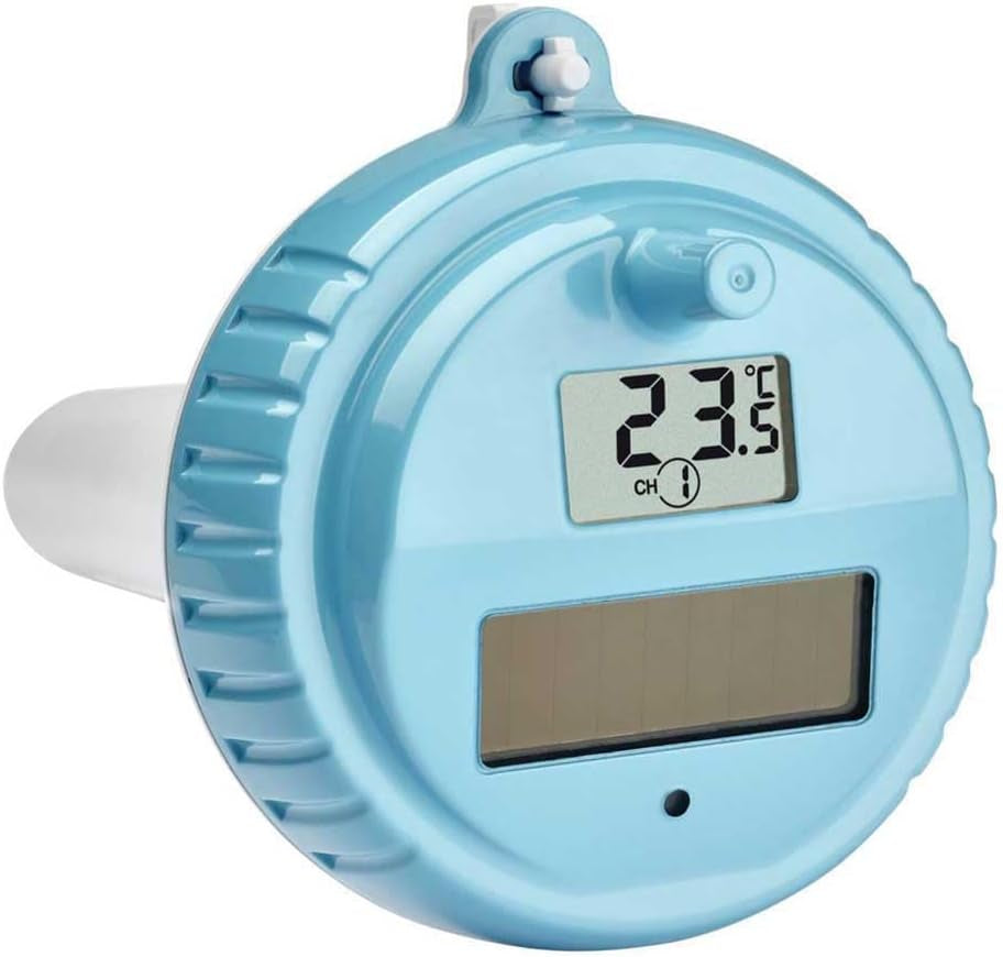 Termometru de piscină TFA Dostmann Venice, 30.3056.10, pentru monitorizarea temperaturii apei în piscine, iazuri sau jacuzzi-uri, termometru digital wireless pentru piscină, gri, L 116 x l 24 (65) x Î 126 mm