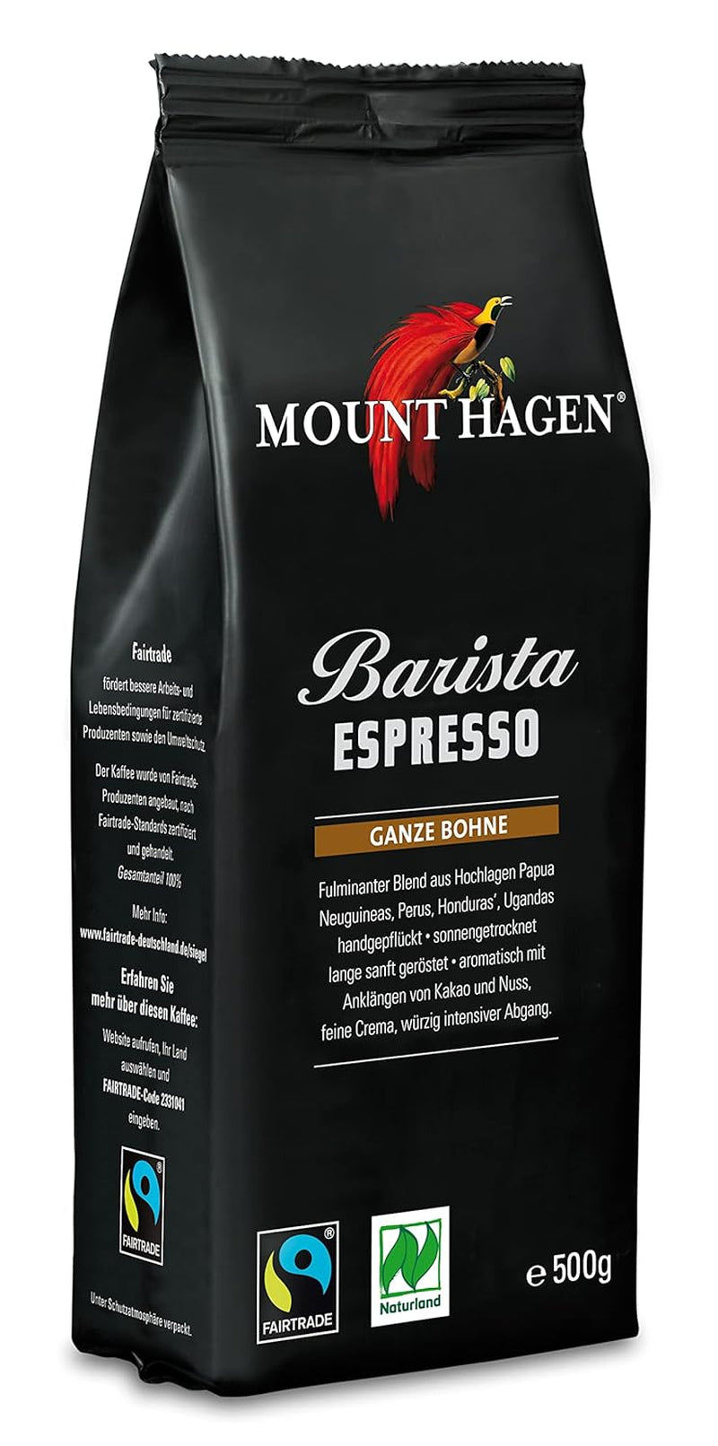 Mount Hagen Bio Espresso Barista ganze Bohnen FT Naturland, 500 Gramm Kaffee Naty Shop Standardtitel