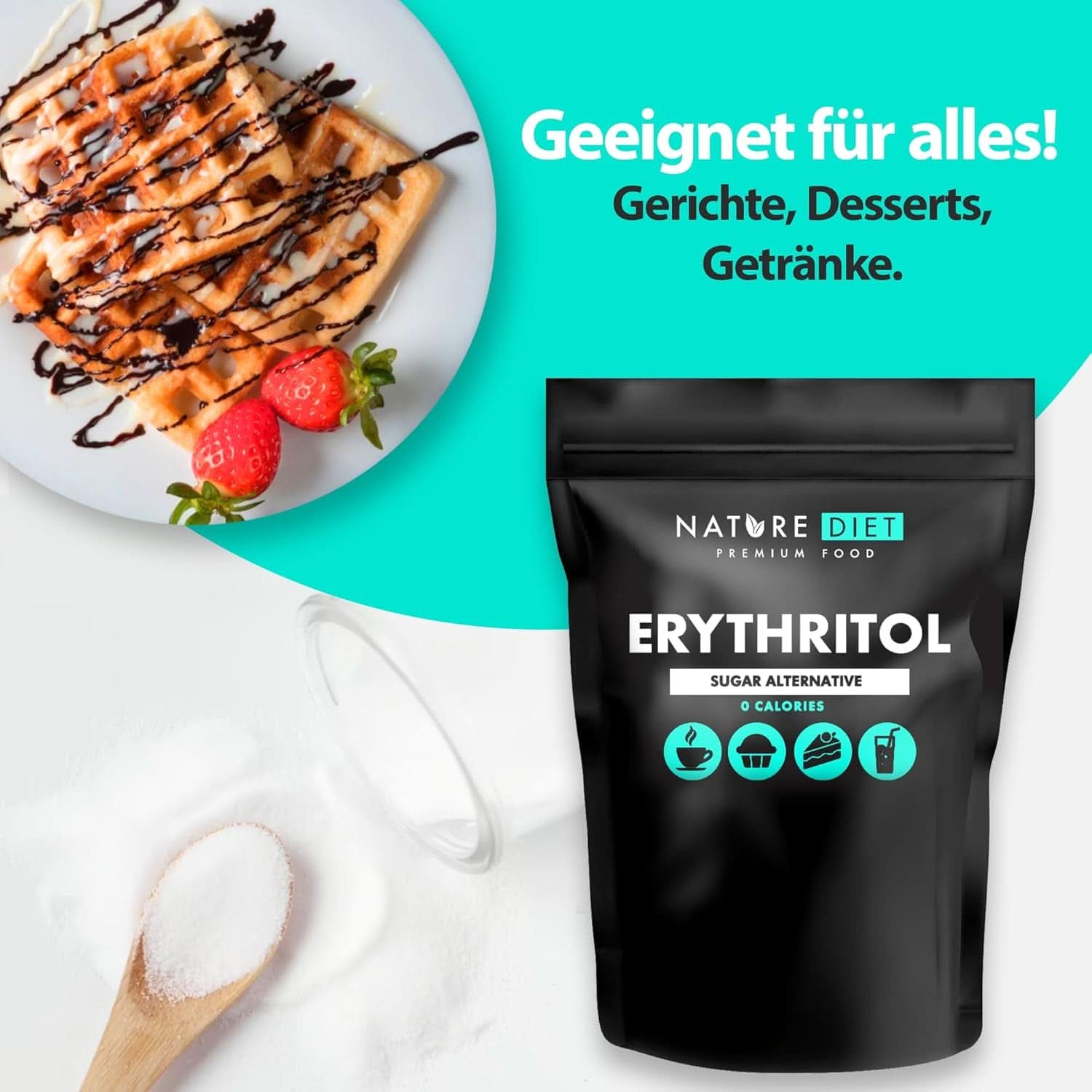 Nature Diet - Erythritol 2 X 1000 G | Natürlicher Süßstoff | Null Kalorien | Zuckerersatz Süßstoffe Naty Shop