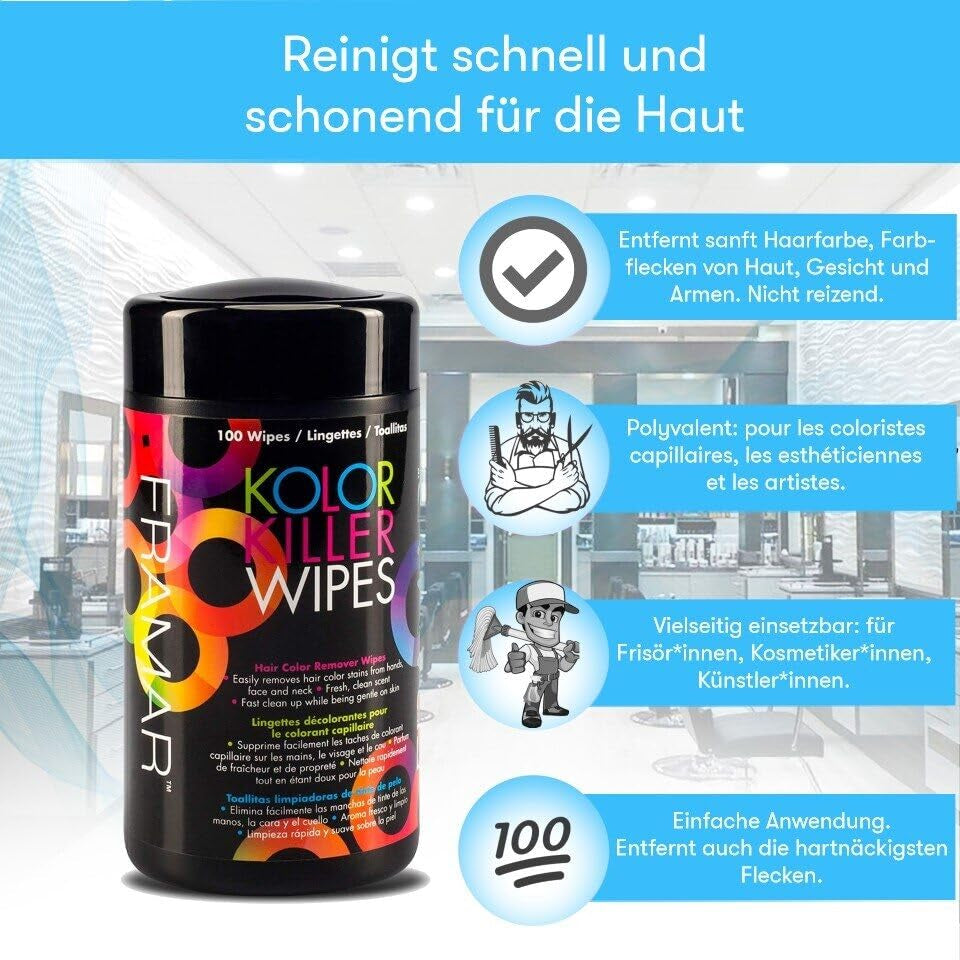 FRAMAR Demachiant pentru păr vopsit - Demachiant pentru păr vopsit, Demachiant pentru păr vopsit, Demachiant pentru păr vopsit, Accesorii pentru vopsirea părului, Demachiant pentru păr vopsit, Demachiant pentru păr vopsit - 100 șervețele Vopsea pentru par Naty Shop