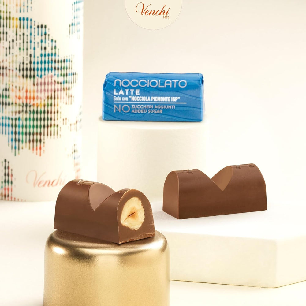 Venchi - Batoane de ciocolată cu lapte și alune de pădure - 70% zahăr - Praline cu alune de pădure IGP Piemont întregi, 1 kg - Fără gluten
