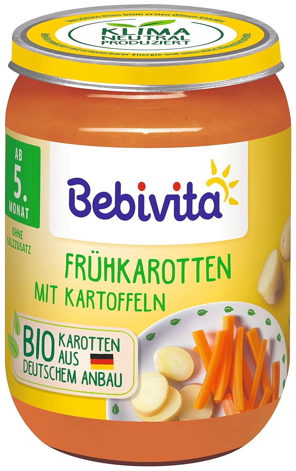 Gemüse Frühe Karotten mit Kartoffeln, 6er-Pack (6 x 190 Gramm) Mutter und Kind Naty Shop