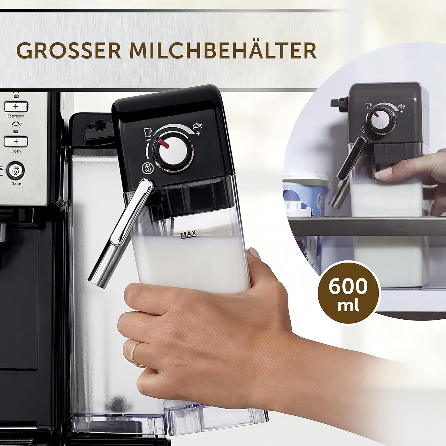 Espresso Breville Prima Latte II | Aparat de latte și cappuccino | Pompă profesională cu 15 bari și spumator de lapte | Argintiu [VCF108X]