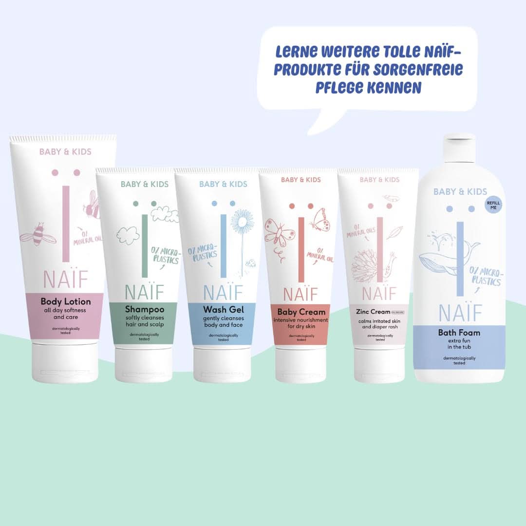 Naïf nahrhaftes Waschgel – Für Babys und Kinder – Natürliche Inhaltsstoffe – 100 % vegan – 200 ml Mutter und Kind Naty Shop
