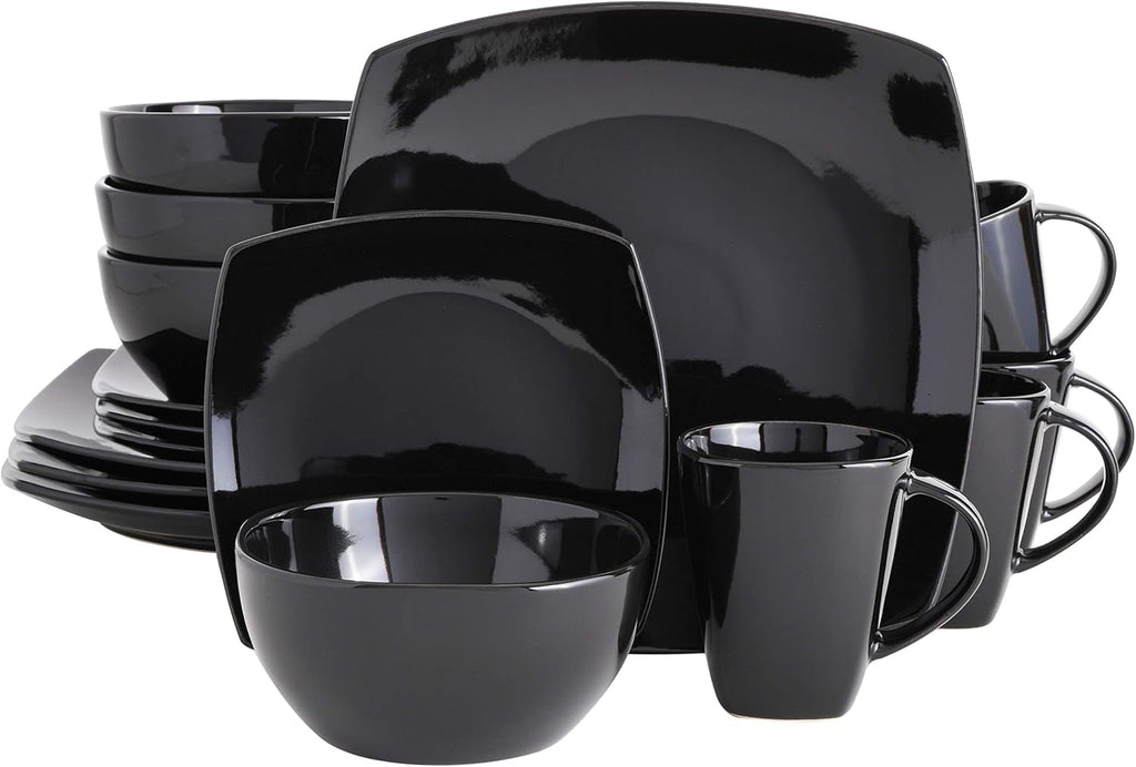 Set de veselă din ceramică cu smalț reactiv pentru 4 persoane, 16 bucăți Seturi vesela masa Naty Shop Negru Serviciu pentru 4 persoane (16 bucăți)