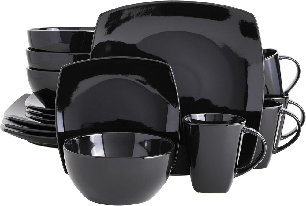 Geschirr-Set aus reaktiver Emaille-Keramik für 4 Personen, 16-teilig, Geschirr-Sets Naty Shop, Schwarz, Service für 4 Personen (16-teilig)