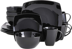 Geschirr-Set aus reaktiver Emaille-Keramik für 4 Personen, 16-teilig, Geschirr-Sets Naty Shop, Schwarz, Service für 4 Personen (16-teilig)
