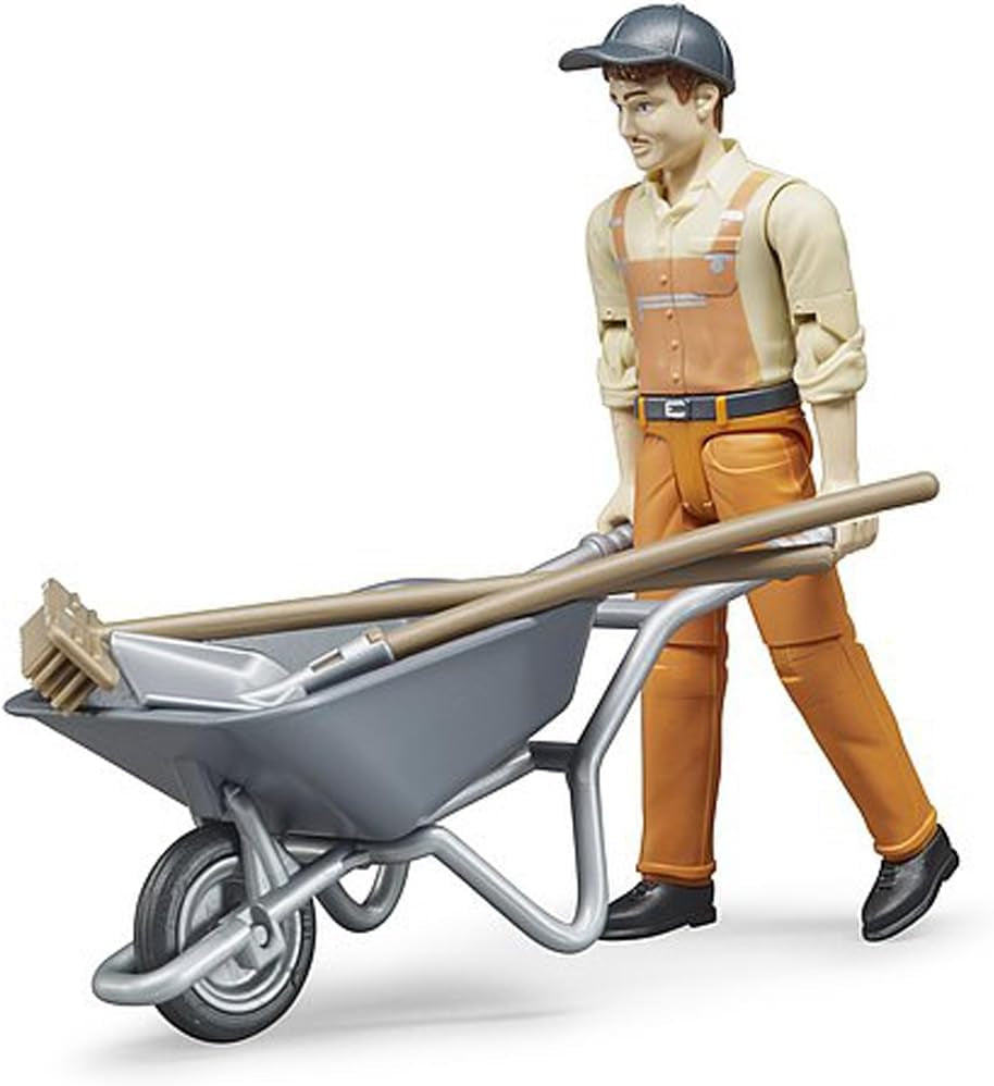 Bruder 62130 - Bworld figura set muncitor municipal - 1:16 scara jucărie figura, vehicul de construcții, muncitor în construcții, fermă, om Action figures Naty Shop
