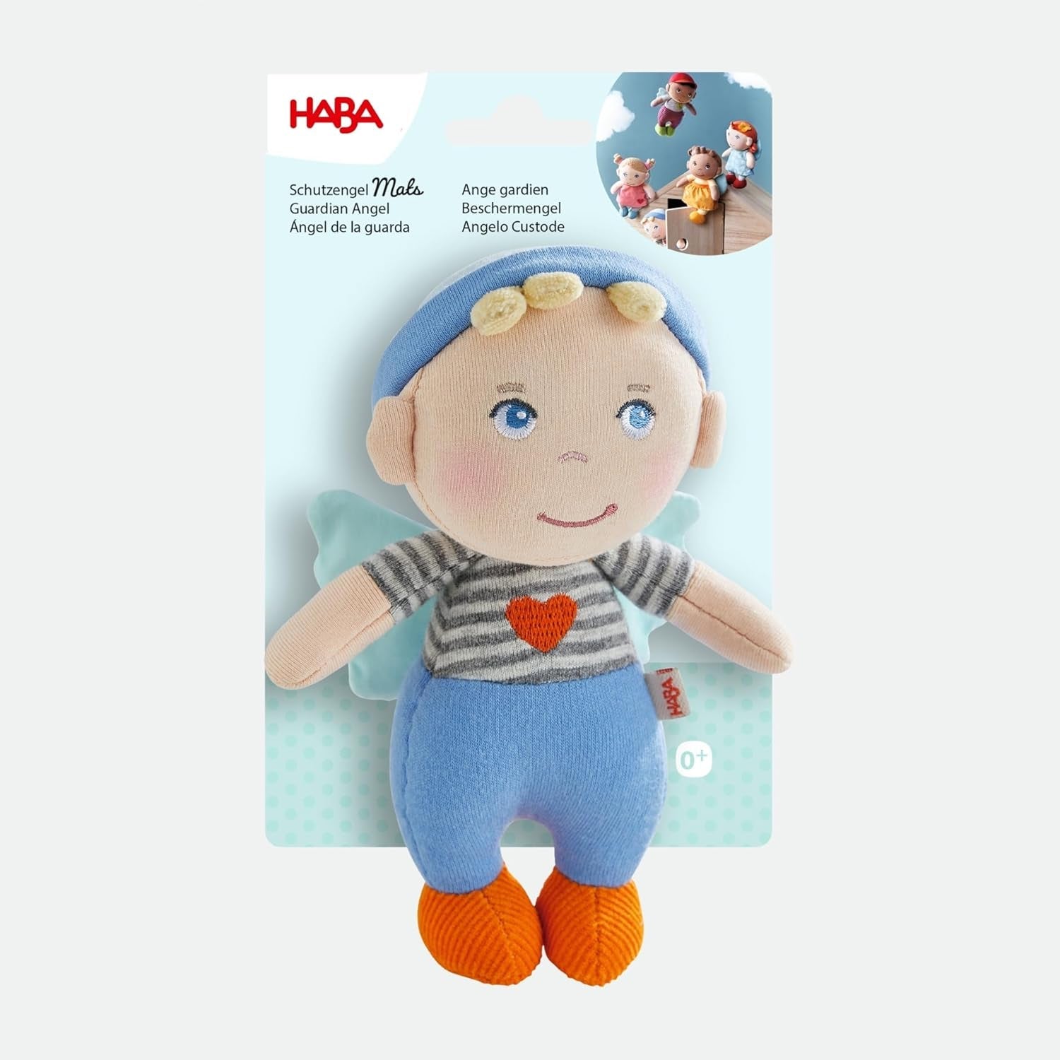 HABA Schutzengel Mats – Kuscheliges Stoffpüppchen (15 cm), ideales Willkommensgeschenk für Babys & Kleinkinder – Waschbar bei 30 °C – 2011869001