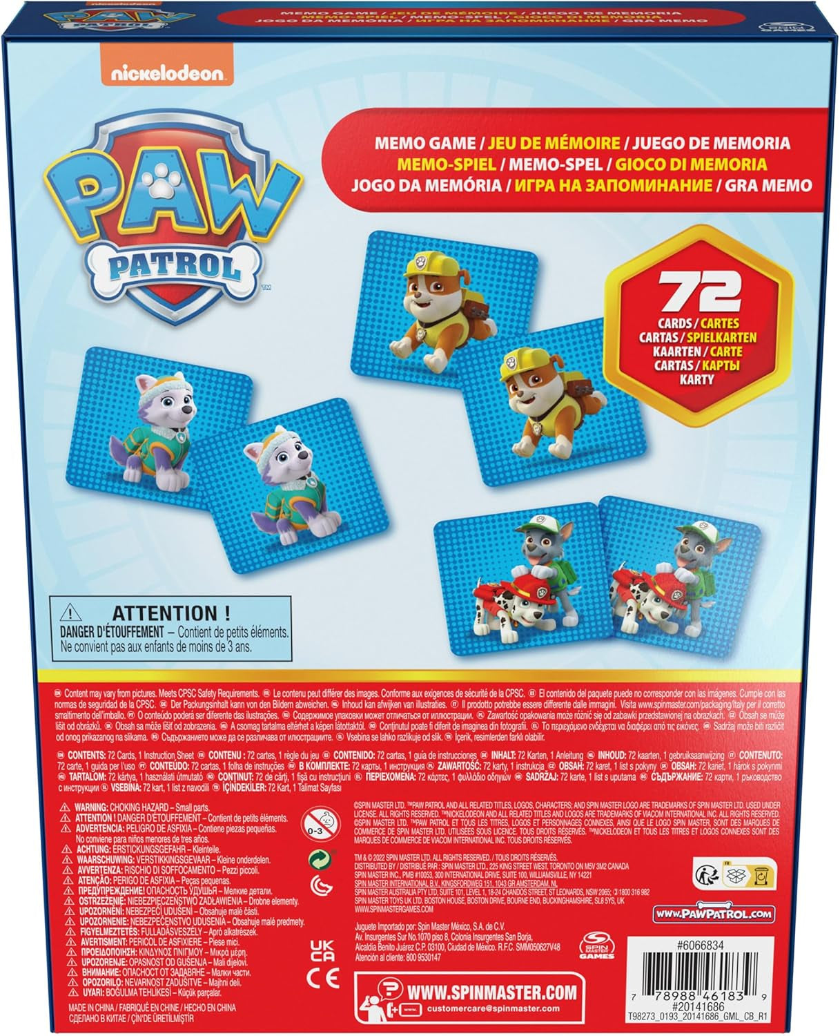 Spin Master Paw Patrol-Spiele, Memory-Spiel, Paw Patrol-Spielzeug, Chase, Stella, Marcus, Ruben, Memory-Spiele mit Büchern, für Kinder ab 4 Jahren, Actionfiguren, Naty Shop