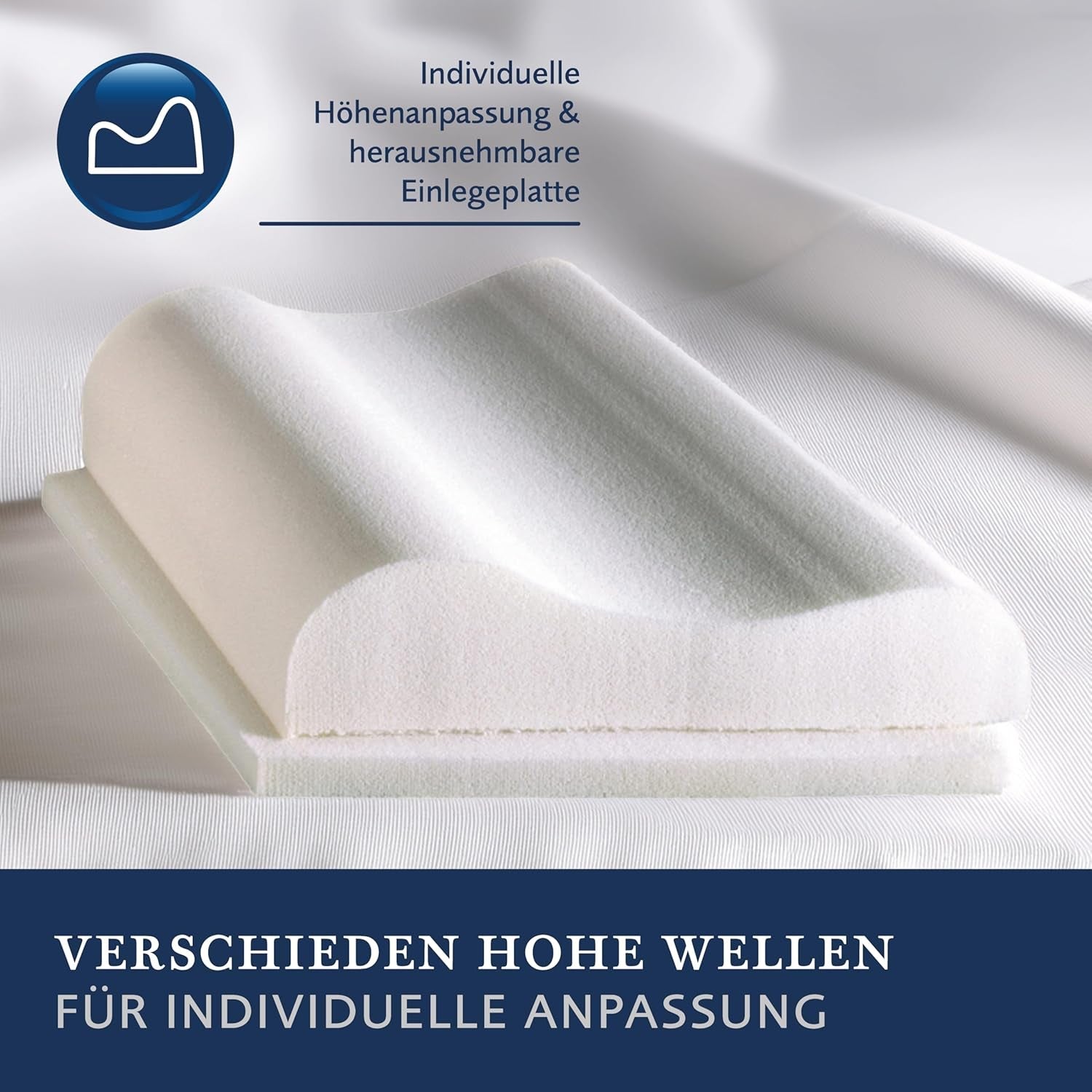 Pernă Billerbeck S20 Visco - Pernă pentru gât - Pernă 40 x 80 cm - Pernă pentru susținerea gâtului cu miez Visco High-Tech