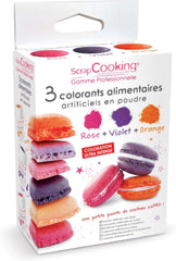 3 coloranți alimentari - portocaliu, violet, roz