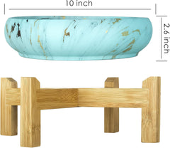 Ghiveci suculent, jardinieră mare pentru suculente cu suport, ghiveci bonsai ceramic de 25,4 cm cu drenaj, rotund, marmură, cactus, flori, jardinieră pentru interior și exterior