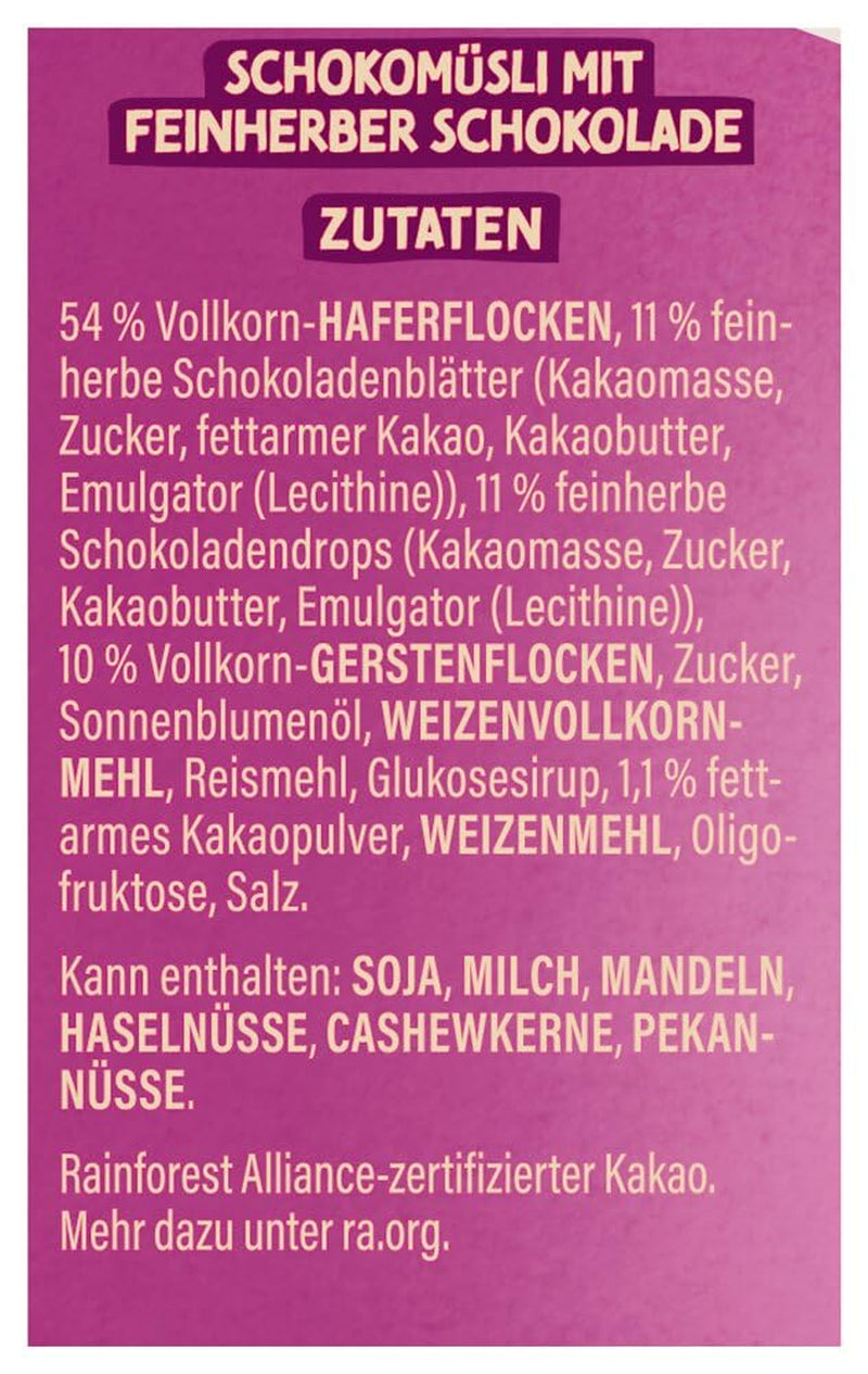 Dr. Oetker Vitalis Muesli cu ciocolată neagră: Muesli pentru micul dejun cu ciocolată neagră, pachet de 6 (6 x 600g)