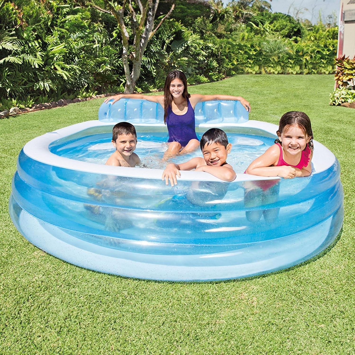 Intex 57190NP - Scaun gonflabil pentru piscină, vinil, multicolor, 229x218x79 cm