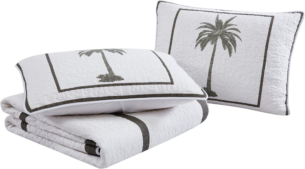 Tommy Bahama Palm Island-Kollektion | Bettdecke – 100 % Baumwolle, wendbar, weich und atmungsaktiv, vorgewaschen für zusätzliche Weichheit, Kingsize-Bett, grau. Bettdecken und Steppdecken von Naty Shop
