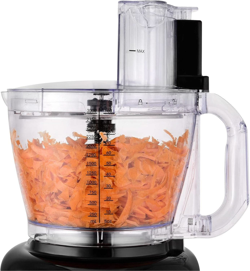 Aufleuchten! 8-In-1 Küchenmaschine, 3-L-Schüssel, 1,75-L-Mixbehälter, 2 Geschwindigkeitsstufen, Turbo-Funktion, 1000 W, Schwarz/ Silberfarben, VG HA 3001 Mutter und Kind Naty Shop