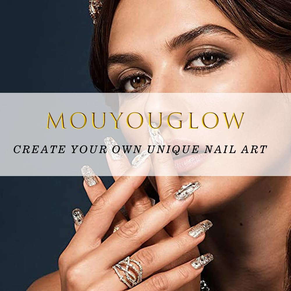 Mouyouglow Unghii lungi, Stiletto, alb lăptos, gradient roz, sclipici, cool, unghii false cu lipici, unghii artificiale roz Ombre sclipici