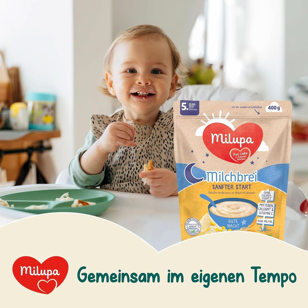 Milchbrei Milupa Gentle Start – Brei für Babys ohne Gluten, ohne Palmöl – ohne Konservierungs- und Farbstoffe – ab dem 5. Monat Mutter und Kind Naty Shop