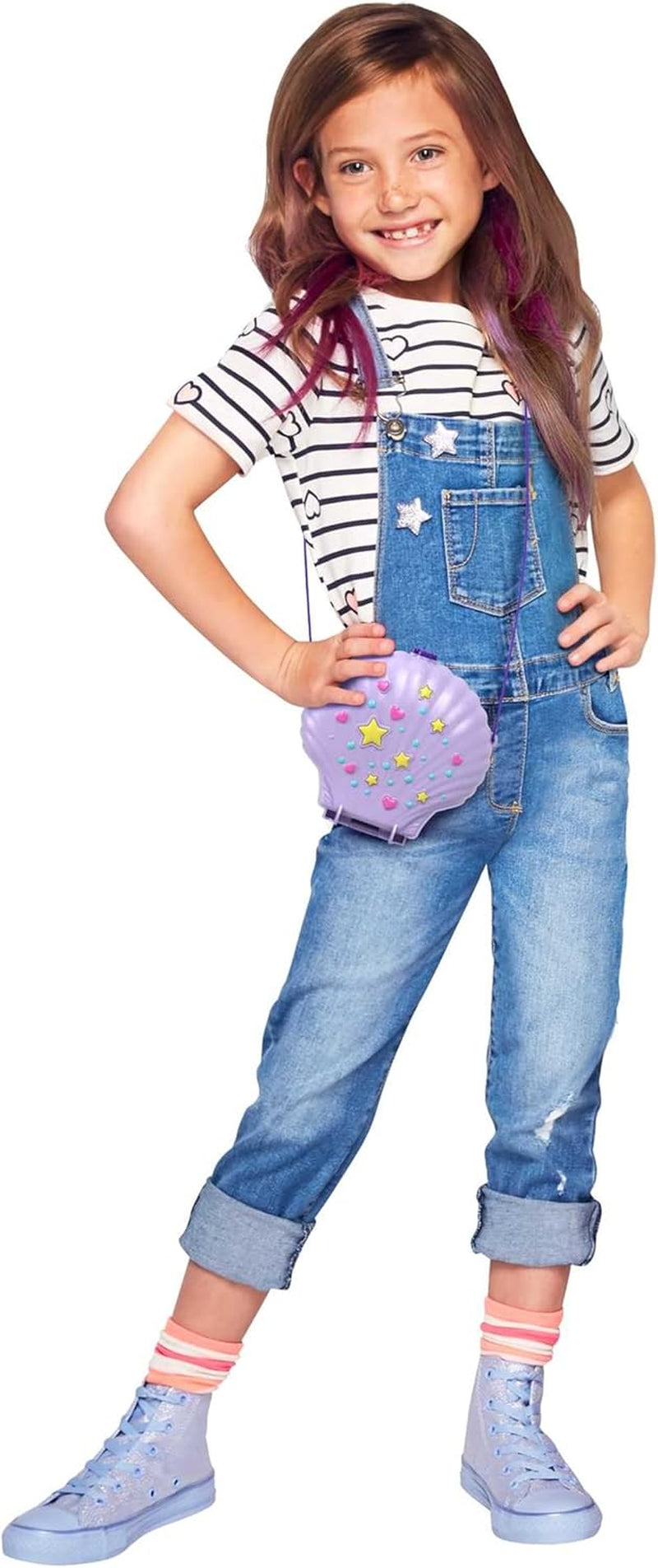 Cutie de depozitare Polly Pocket, geantă cu scoici și temă subacvatică, cu 2 păpuși și 1 submarin, jucărie sirenă Polly Pocket, jucărie pentru vârste de 4 ani și peste, GNH11