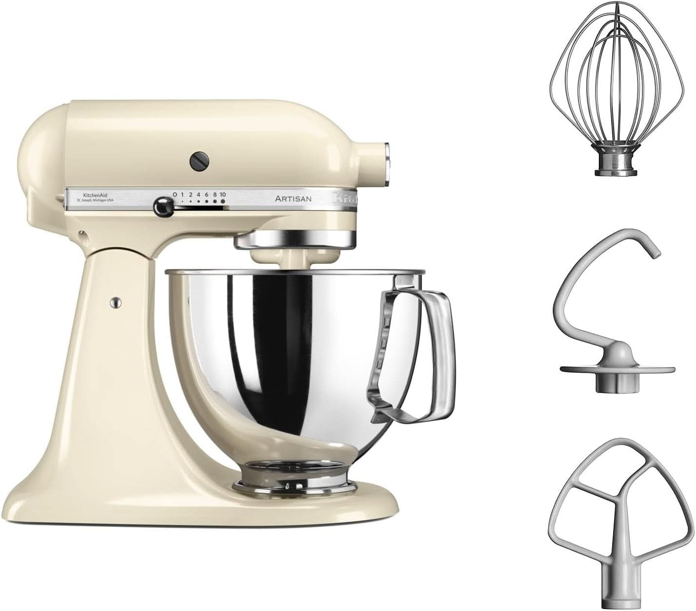 KitchenAid Artisan 5KSM125EER Schüsselmixer, 300 W, 4,8 l Naty Shop Creme