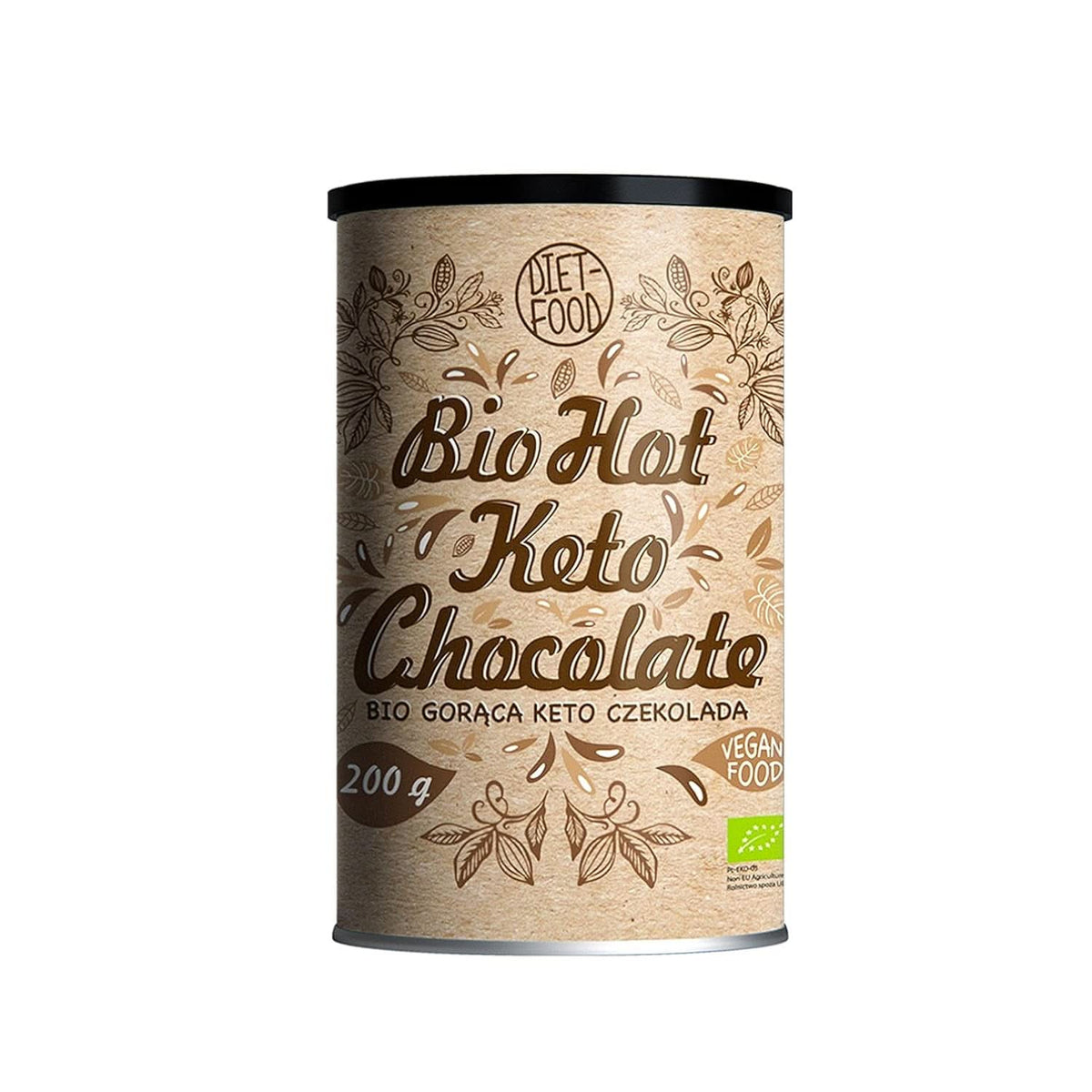 Heiße Schokolade für die Keto-Diät – reich an Fett – mäßig proteinhaltig und kohlenhydratarm – gesüßt mit Erythrit, 200 Gramm Kakao und heißer Schokolade Naty Shop Bio Keto Hot Chocolate