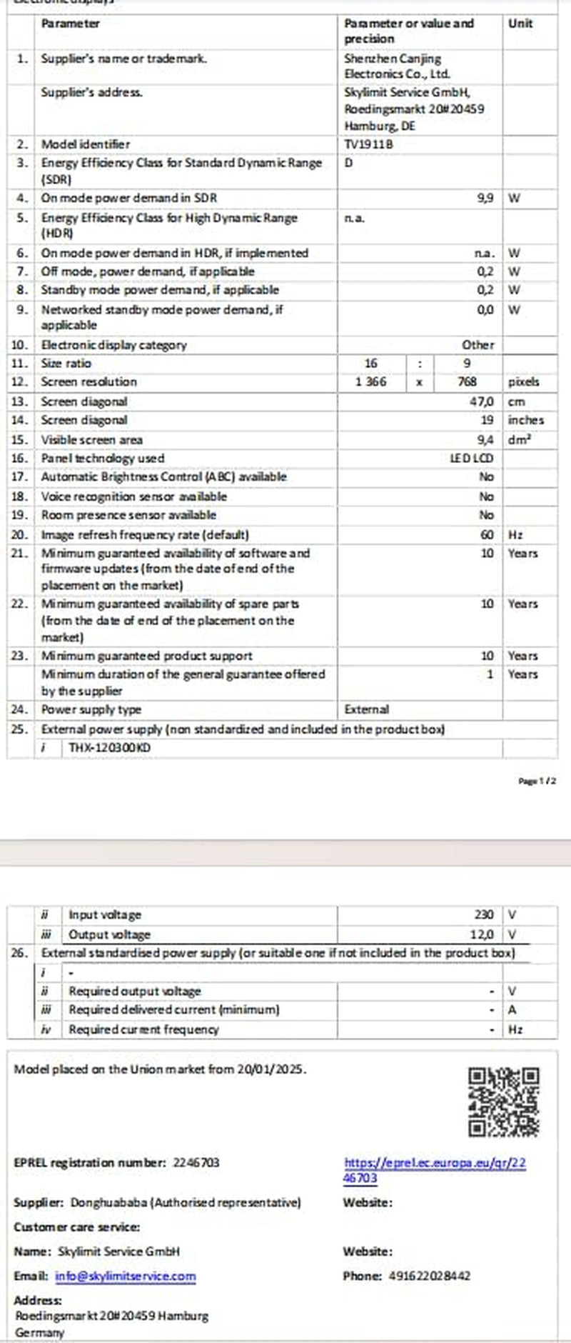 DESOBRY Televizor mic de 19 inch cu DVD player integrat, televizor exterior 1080P, suportă antenă, HDMI, USB, intrare AV, televizor de 12V pentru autorulote/camping/caravană
