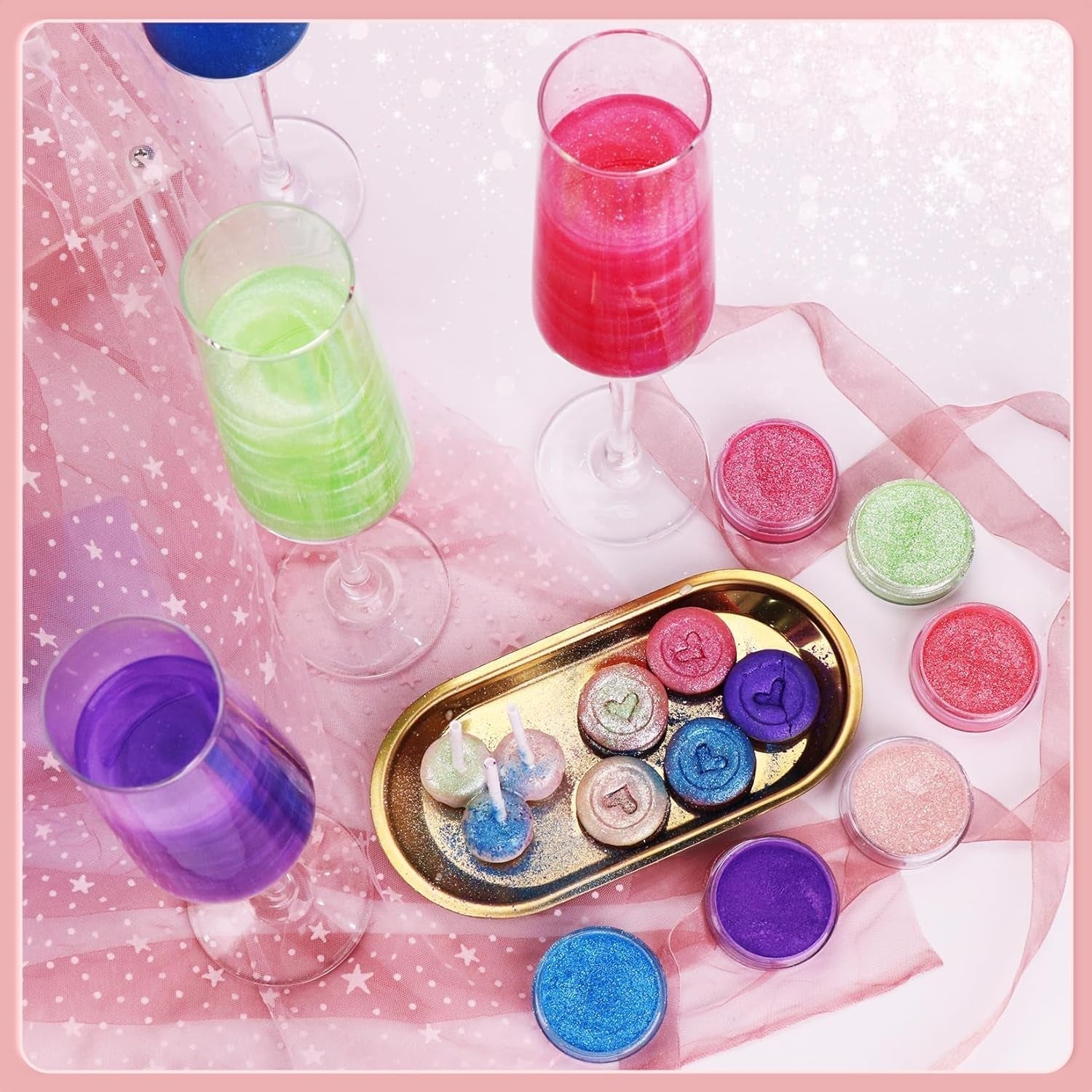 Essbarer Glitzer Für Getränke - Lebensmittelfarbe Pulver, Schimmerndes Glitzerpulver, Lebensmittel Glitzerpuder Für Schokolade, Kuchen, Fondant, Getränke - 8G (Frucht Grün) Naty Shop