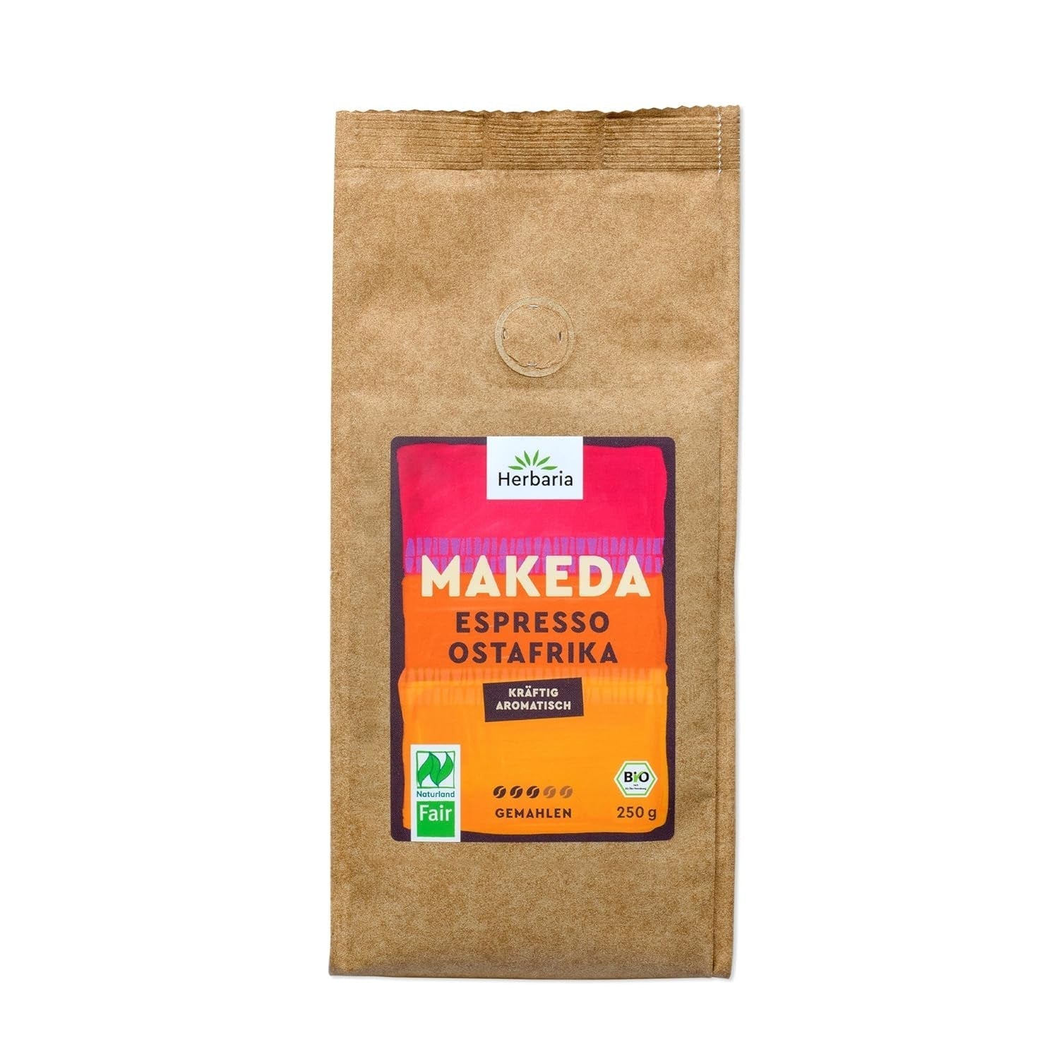 Herbaria MAKEDA Organic Espresso Whole Beans 1Kg - Naturland Fair Certified din Africa de Est - Arome prăjite cu cacao și note de lemn de stejar - boabe de cafea organice perfecte pentru filtre portabile și mașini automate de cafea Cafea Naty Shop Cafea macinata Makeda 250 grame Espresso