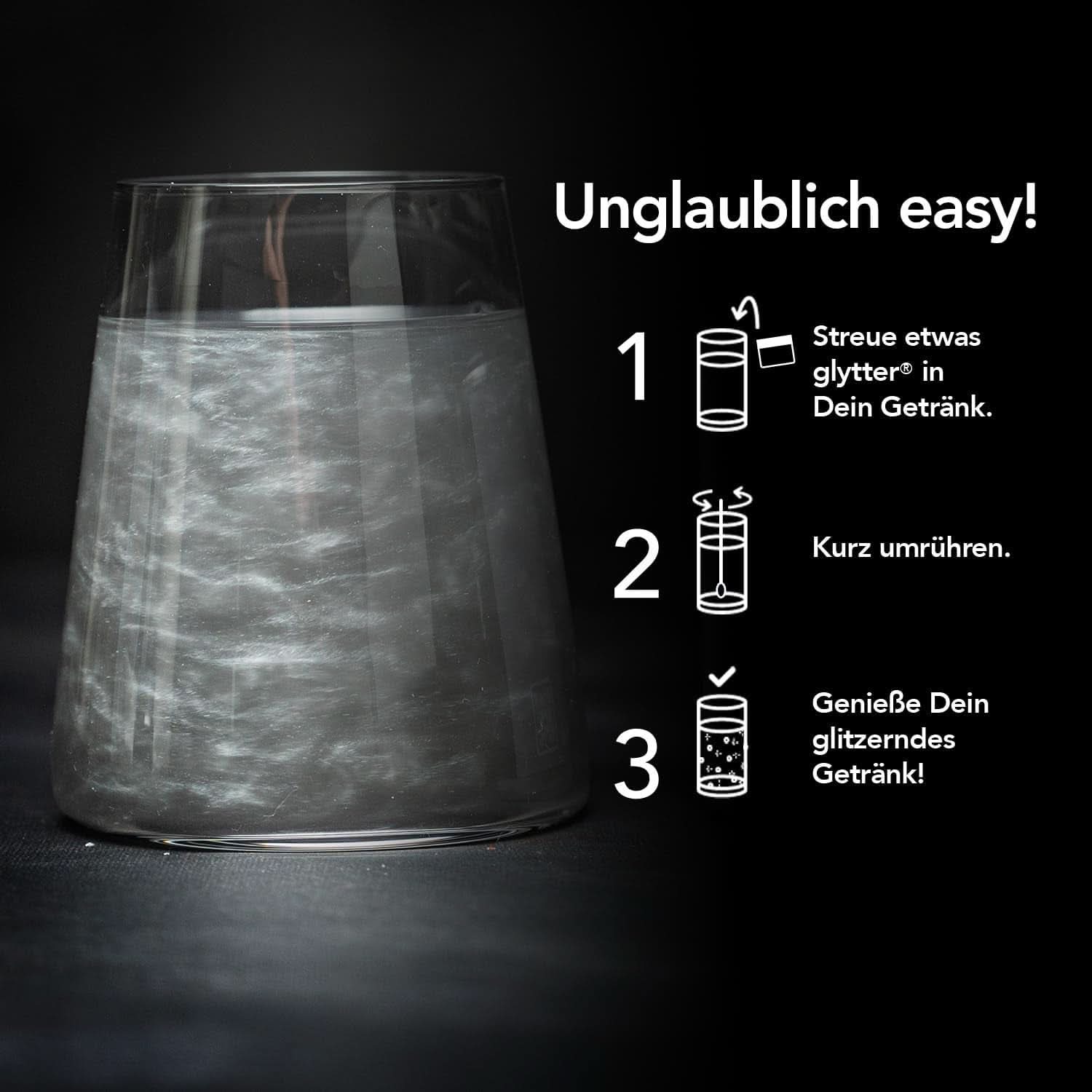 Glitzerpulver für Getränke (Silber) – Essbarer Glitzer für Getränke, 10 Gramm Glitter Naty Shop