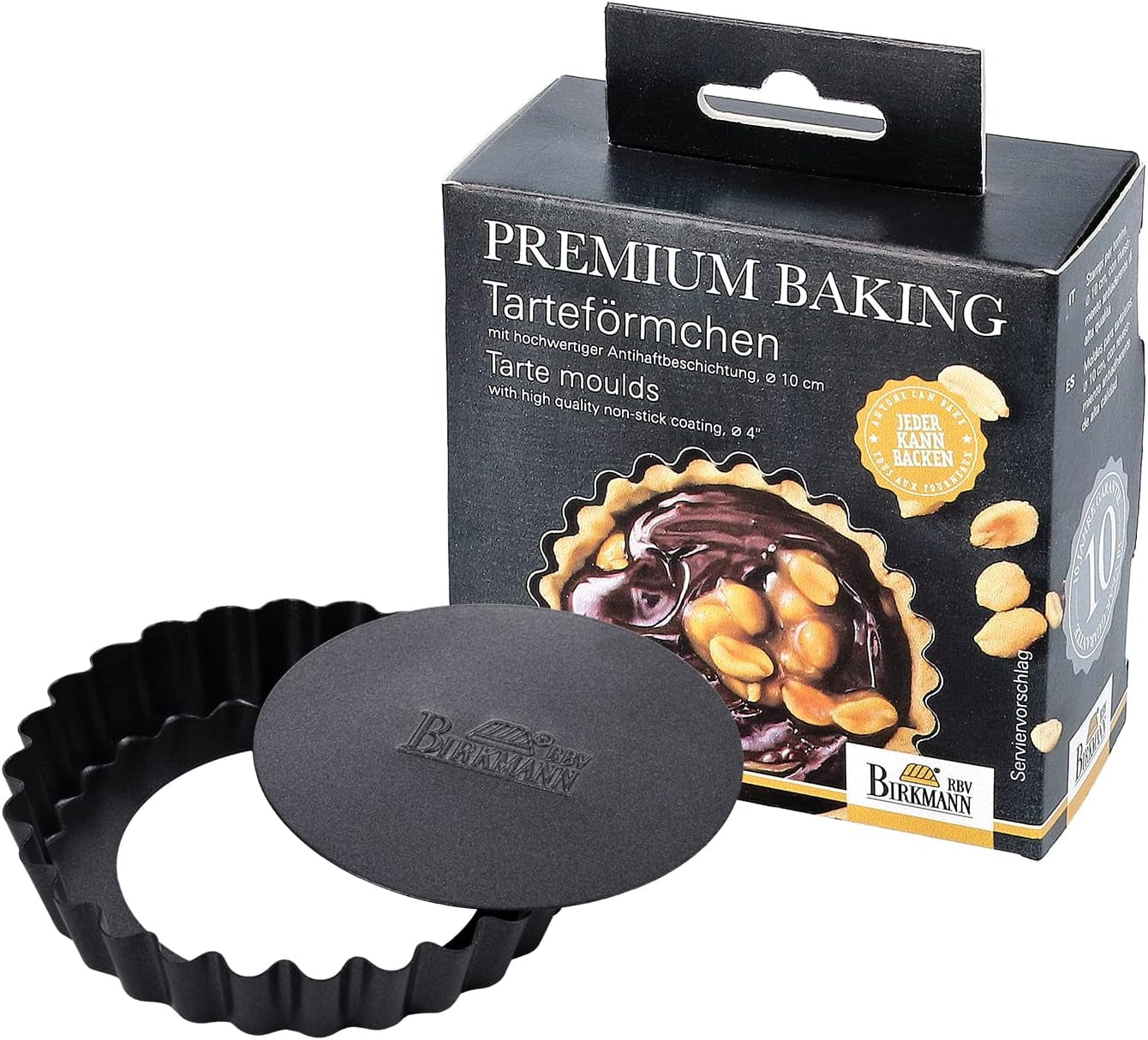RBV Birkmann Premium Baking, Tarteform, Ø 10 cm, 6 Stück, mit abnehmbarem Boden. Formen und Backbleche Naty Shop