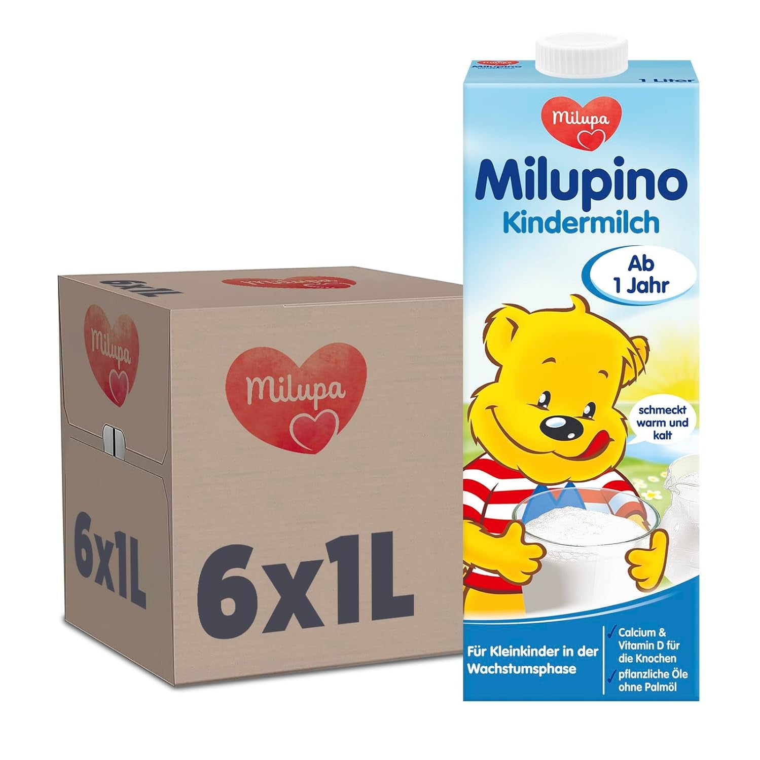 Milupa Milupino Lapte de creștere gata de băut (6x1L), de la 1 an, pentru copiii mici în faza de creștere