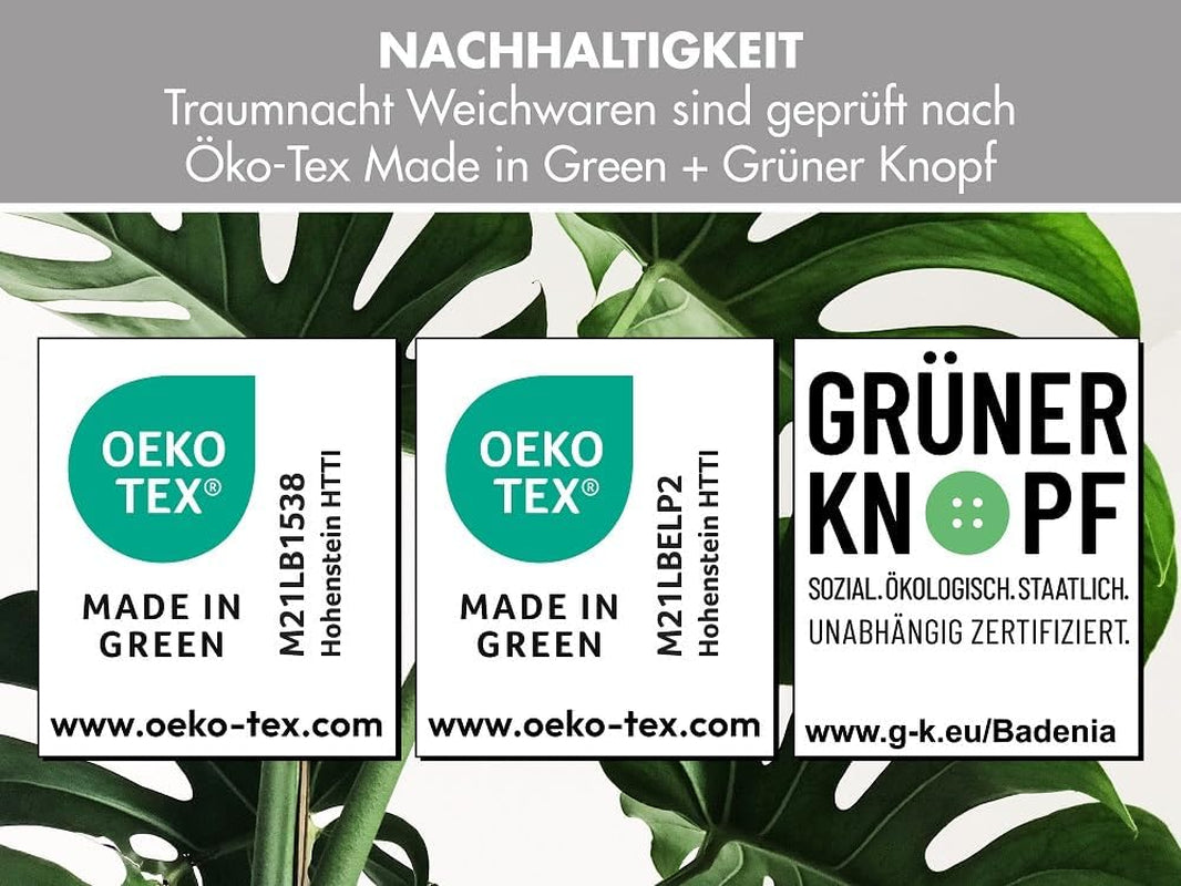 Traumnacht Cosy - Bettwäsche-Set 4 Jahreszeiten, 1 X teilbare Steppdecke 135 x 200 und 1 X Kissen 80 x 80 cm, Öko-Tex-zertifiziert, weiß, entwickelt in Deutschland, (2er-Pack) Steppdecken und Steppdecken Naty Shop