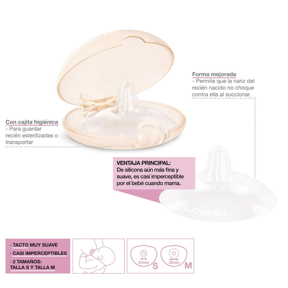 Suavinex Brustpolster Aus Silikon, Größe S, 2 Stück Zubehör Essen und Stillen Bebe Naty Shop